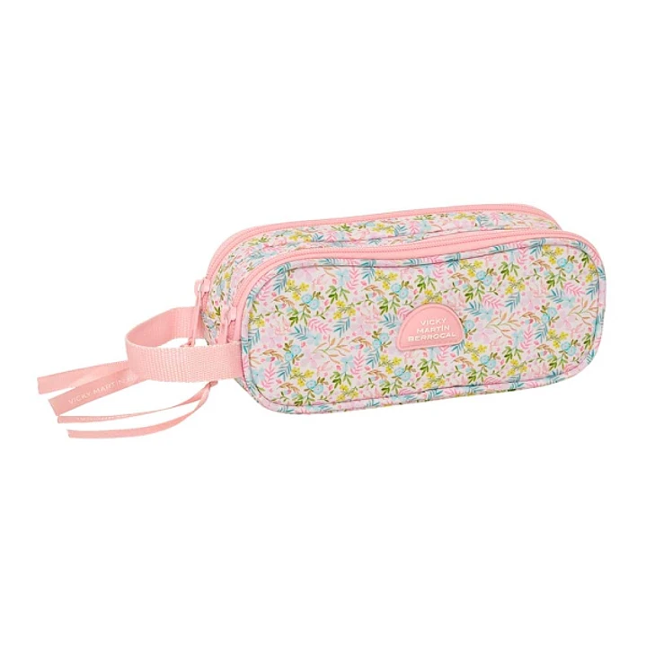 Safta VMB Portatodo - 2 Compartimentos con Cremalleras - Asa Lateral - 1L - 210x60x80mm - Color Rosa 1