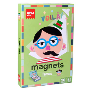 Apli Kids Juego Magnetico Caras Divertidas - Escenario Imantado de 28x18cm - 30 Fichas para Crear Personajes - Fomenta la Imaginacion y la Atencion - 