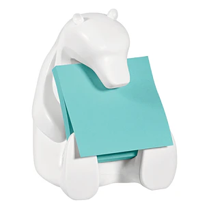 Post-It Super Sticky Dispensador con 2 Blocs de 45 Z-Notas - Forma de Oso - Forma Cuadrada - 76x76mm - Color Blanco