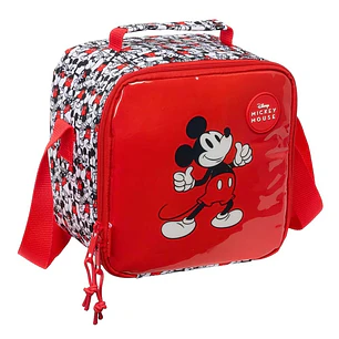 Safta Mickey Mouse Bolsa Isotermica Porta Alimentos 4.4L - Cremallera - Interior Forrado de Aluminio - Bandolera Ajustable - Repelente al Agua - Asa S