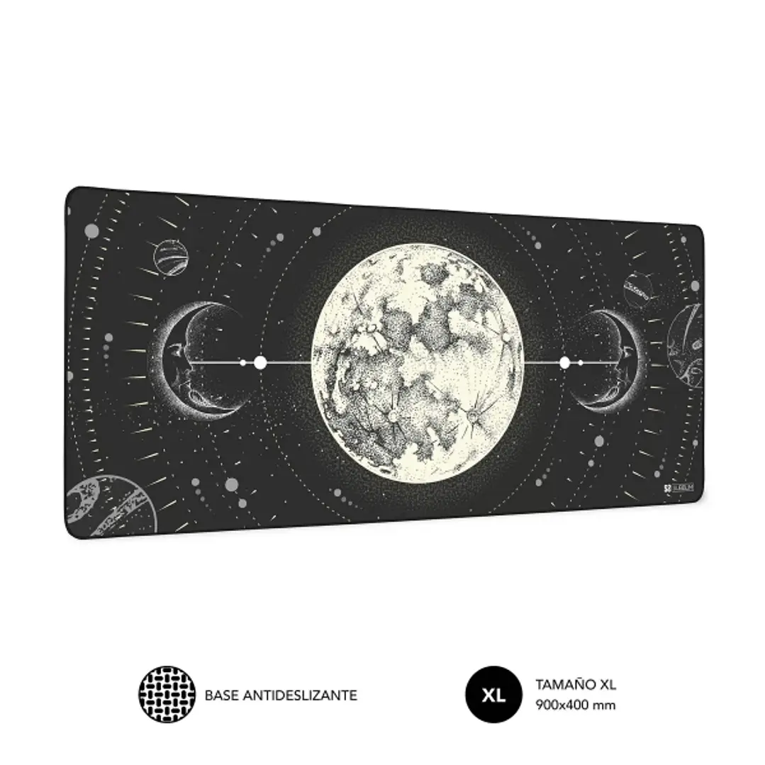 Subblim Alfombrilla de Escritorio Lunar - Tamaño 900x400x3mm - Espacio para Raton y Teclado - Resistente al Agua - Base Antideslizante - Diseño Elegan 1