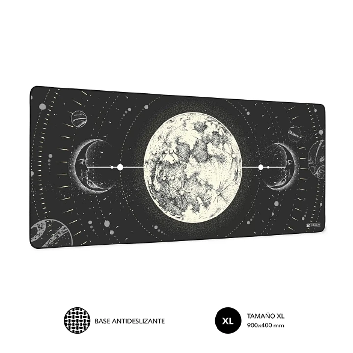 Subblim Alfombrilla de Escritorio Lunar - Tamaño 900x400x3mm - Espacio para Raton y Teclado - Resistente al Agua - Base Antideslizante - Diseño Elegan 1