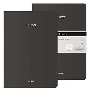 Dohe Officer Cuaderno Notebook A4 40 Hojas Lisas - Papel Ahuesado 90 g/m2 - Tapa en Cartulina 300g/m2 - Color Negro