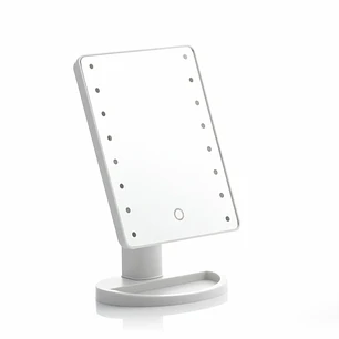 Innovagoods Perflex Espejo de Sobremesa - Luz LED Blanca Regulable - Inalambrico - Tactil - Soporte Desmontable - 17x27x12cm - Color Blanco