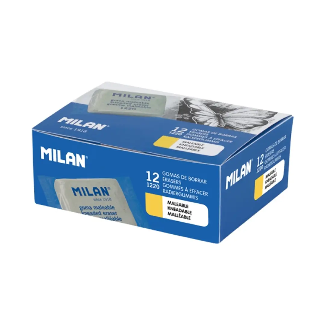 Milan 1220 Gomas de Borrar Maleables para Bellas Artes - Envueltas Individualmente - Caucho Sintetico - Color Gris 1