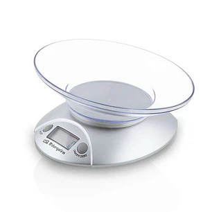 Orbegozo PC 1009 Bascula de Cocina Electronica - Display LCD - BOL Transparente - Capacidad 3Kg - Precision 1g - Unidades Gr/Kg/Oz/Lb - Bateria Inclui