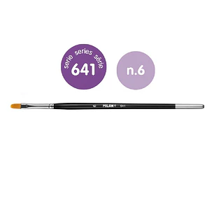 Milan 612 Premium Synthetic Pack de 6 Pinceles Lengua de Gato Numero 6 - Bolsa con Colgador - Pelo Sintetico - Mango Corto - Color Negro