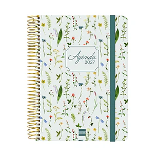 Finocam Cloe Agenda de Espiral en Catalan - 16 Meses - Semana Vista Horizontal - Formato E10 - 155x212mm - Tapa Dura - Papel de 100g/m2 - Goma Elastic