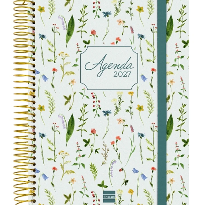 Finocam Cloe Agenda de Espiral en Catalan - 16 Meses - Semana Vista Horizontal - Formato E10 - 155x212mm - Tapa Dura - Papel de 100g/m2 - Goma Elastic 1