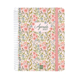Finocam Cloe Agenda de Espiral en Catalan - 16 Meses - Semana Vista Horizontal - Formato E10 - 155x212mm - Tapa Dura - Papel de 100g/m2 - Goma Elastic