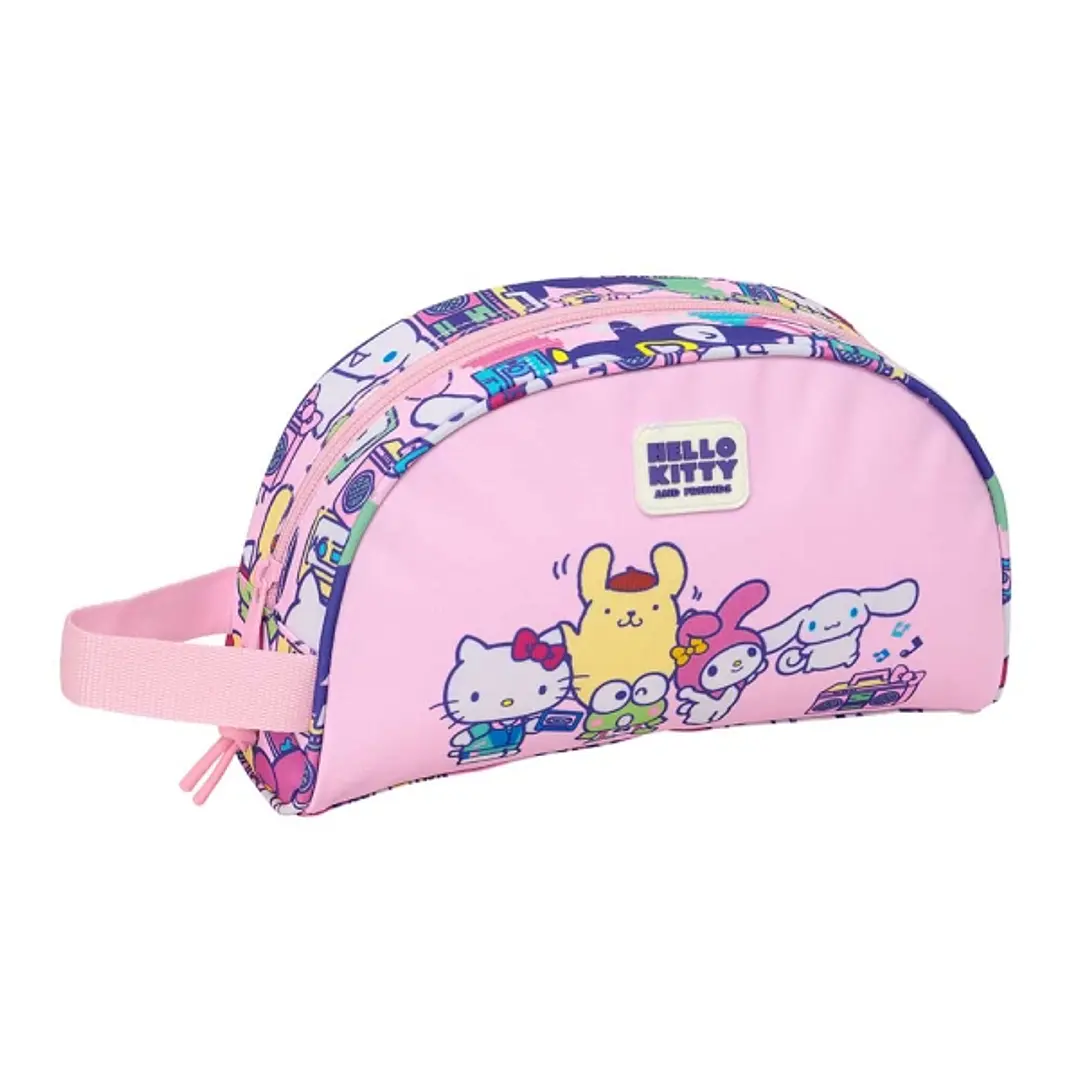 Safta Hello Kitty and Friends Neceser - Adaptable a Carro - Asa de Mano Lateral - Bolsillo Interior con Cremallera - 26x16x9cm - Color Rosa 1