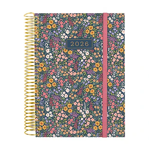 Finocam Design Collection Agenda de Espiral en Catalan - Anual 2026 - Tapa Ligera - Formato E10 - 172x29x212mm - 1 Dia por Pagina - Tematica de Flores