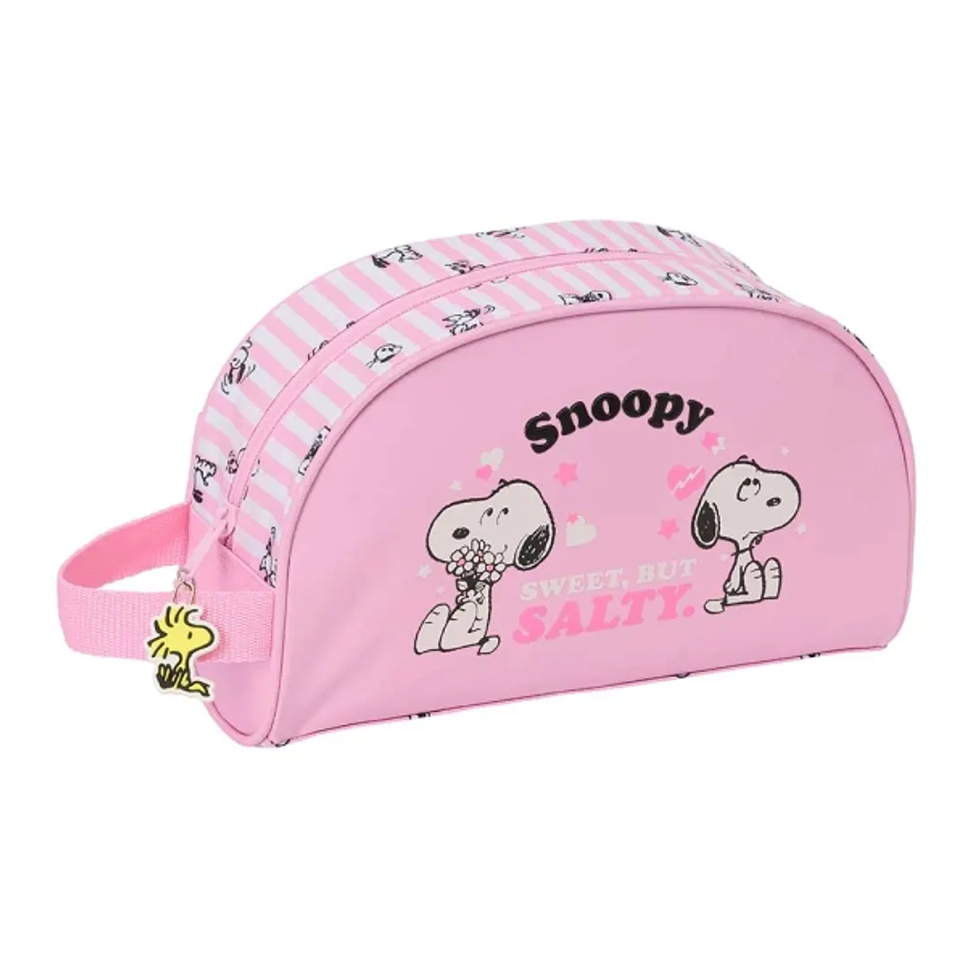 Safta Snoopy Neceser - Adaptable a Carro - Asa de Mano Lateral - Bolsillo Interior con Cremallera - 26x16x9cm - Color Rosa 1