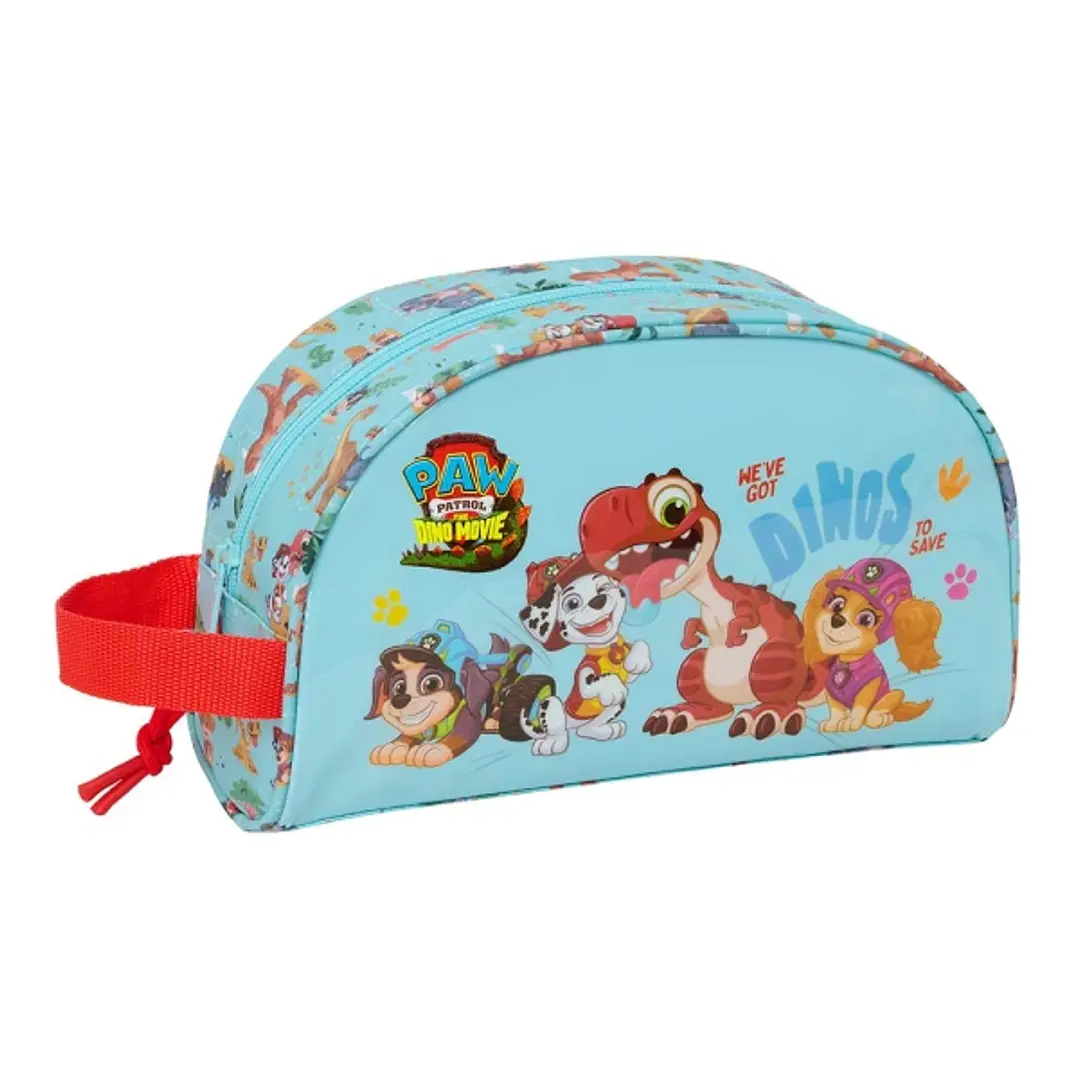 Safta Paw Patrol Dino Rescue Neceser - Adaptable a Carro - Asa de Mano Lateral - Bolsillo Interior con Cremallera - 26x16x9cm - Color Azul Pastel 1