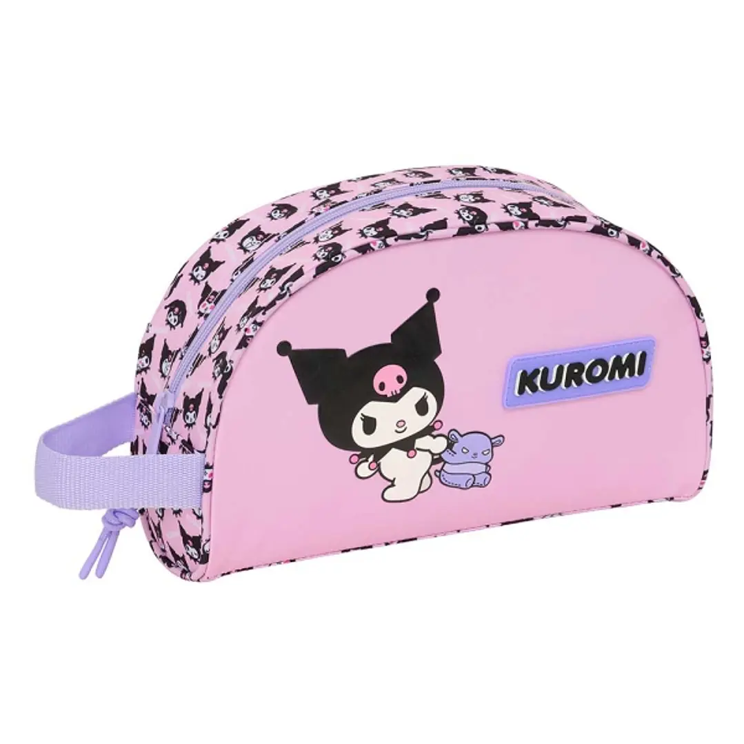 Safta Kuromi Neceser - Adaptable a Carro - Asa de Mano Lateral - Bolsillo Interior con Cremallera - 26x16x9cm - Color Rosa 1