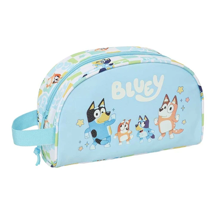 Safta Bluey Ready Neceser - Adaptable a Carro - Asa de Mano Lateral - Bolsillo Interior con Cremallera - 26x16x9cm - Color Azul Pastel 1