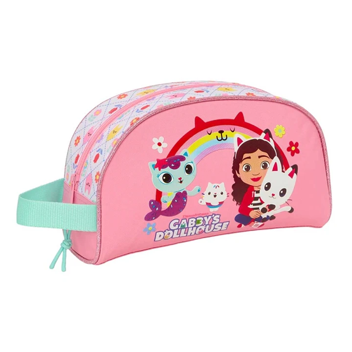 Safta Gabby's Dollhouse Neceser - Adaptable a Carro - Asa de Mano Lateral - Bolsillo Interior con Cremallera - 26x16x9cm - Color Rosa 1