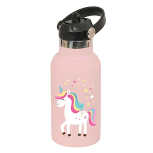 Safta Unicornio Botella Isotermica Infantil - Capacidad 350ml - Tapon Roscado con Valvula - Base de Silicona - Asa Superior - Acero Inoxidable - 12h C