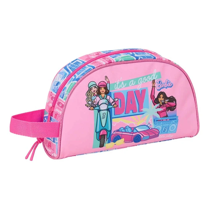 Safta Barbie Neceser de 3.75L - Cremallera - Asa Lateral - Adapatable a Carro - Bolsillo Interior - 260x90x160mm - Color Rosa 1