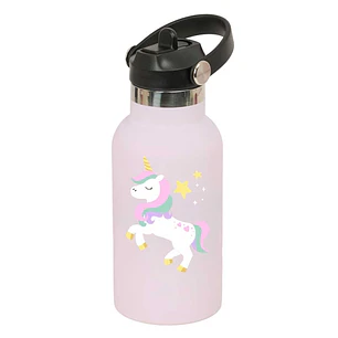 Safta Unicornio Botella Isotermica Infantil - Capacidad 350ml - Tapon Roscado con Valvula - Base de Silicona - Asa Superior - Acero Inoxidable - 12h C