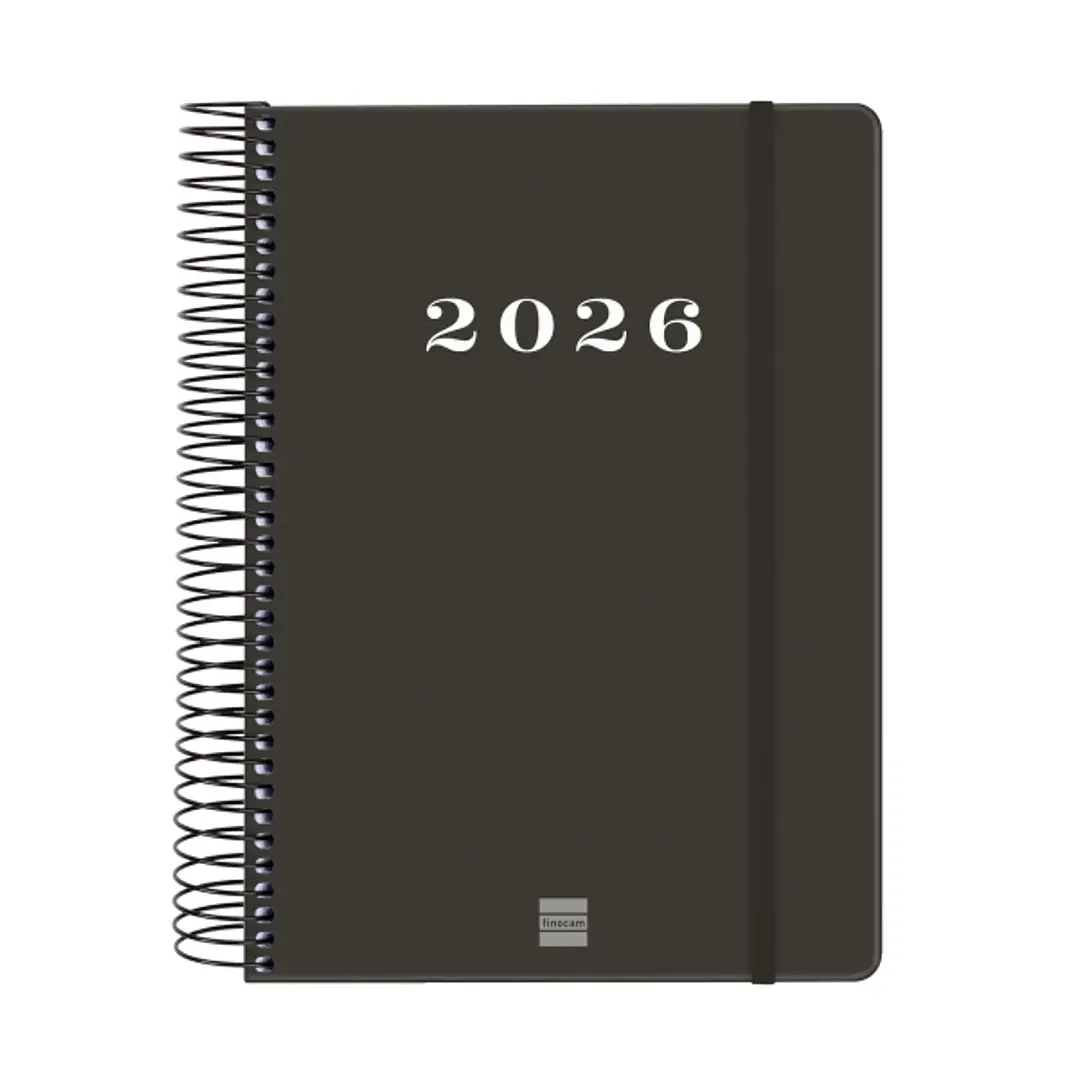 Finocam My Agenda de Espiral en Catalan - Anual 2026 - Tapa Dura Antirayaduras - Formato E10 - 185x20x212mm - 1 Dia por Pagina - Color Negro 1