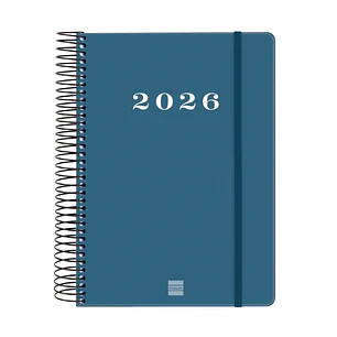 Finocam My Agenda de Espiral en Catalan - Anual 2026 - Tapa Dura Antirayaduras - Formato E10 - 185x20x212mm - 1 Dia por Pagina - Color Azul