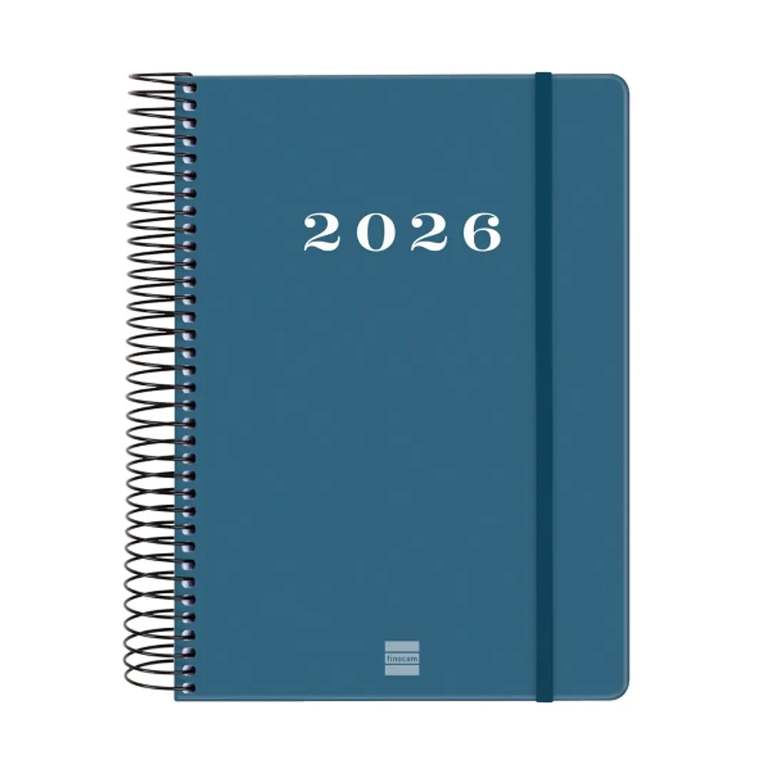 Finocam My Agenda de Espiral en Catalan - Anual 2026 - Tapa Dura Antirayaduras - Formato E10 - 185x20x212mm - 1 Dia por Pagina - Color Azul 1