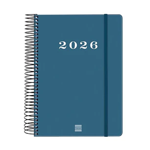 Finocam My Agenda de Espiral - Anual 2026 - Tapa Dura Antirayaduras - Formato E10 - 185x20x212mm - 1 Dia por Pagina - Color Azul