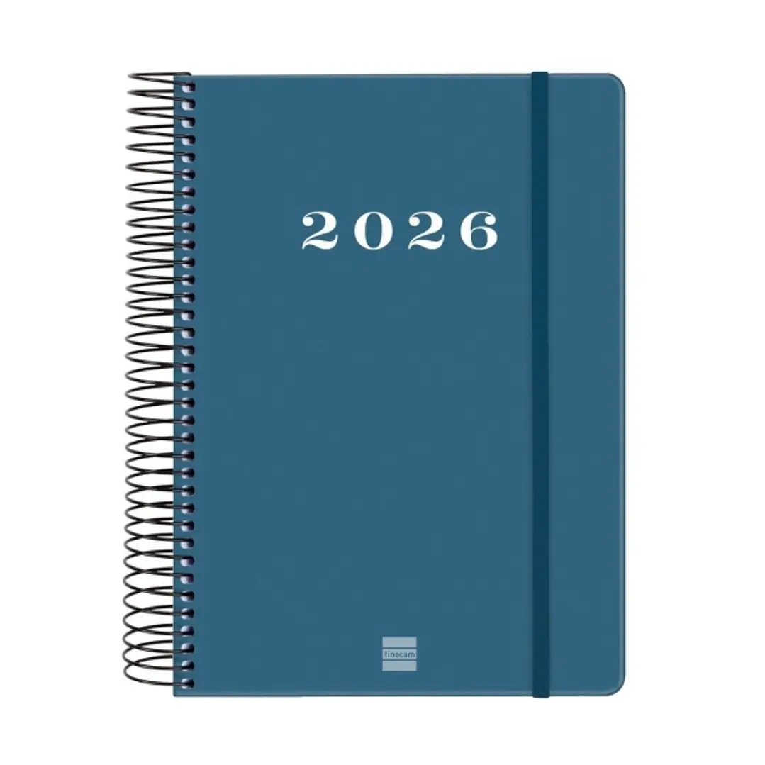 Finocam My Agenda de Espiral - Anual 2026 - Tapa Dura Antirayaduras - Formato E10 - 185x20x212mm - 1 Dia por Pagina - Color Azul 1