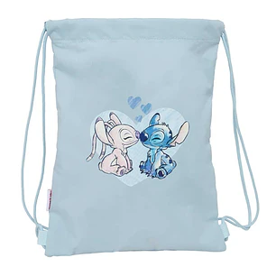 Safta Stitch Saco Plano - Bolsillo con Cremallera - Cierre con Cordones - 3L - Materiales de Alta Calidad - 260x10x340mm - Color Azul Claro