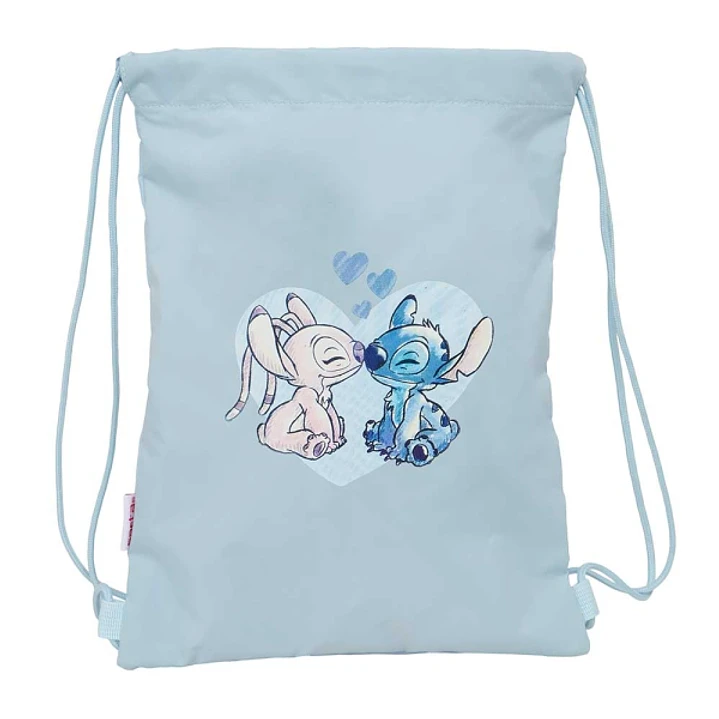 Safta Stitch Saco Plano - Bolsillo con Cremallera - Cierre con Cordones - 3L - Materiales de Alta Calidad - 260x10x340mm - Color Azul Claro 1