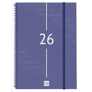 Finocam Year Agenda de Espiral en Catalan - Anual 2026 - Tapa Ligera - Formato E40 - 217x14x297mm - Semana Vista en Vertical - Color Azul