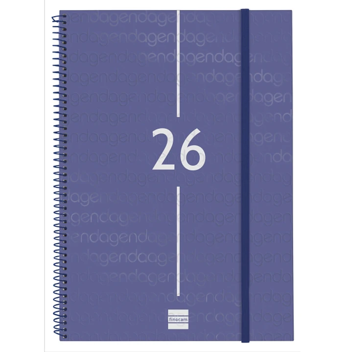 Finocam Year Agenda de Espiral en Catalan - Anual 2026 - Tapa Ligera - Formato E40 - 217x14x297mm - Semana Vista en Vertical - Color Azul 1