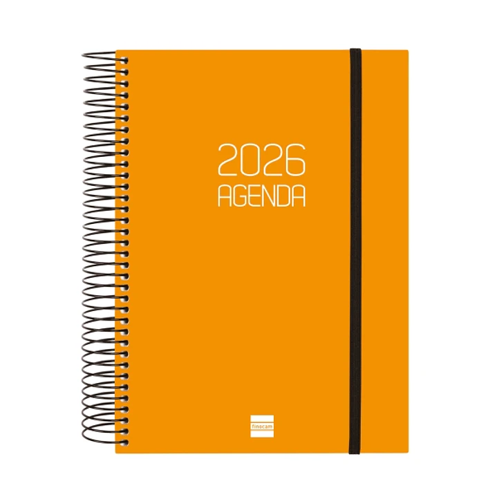 Finocam Opaque Agenda de Espiral en Catalan - Anual 2026 - Tapa Ligera - Cierre con Goma Elastica - Formato E10 - 175x29x212mm - 1 Dia por Pagina - Co 1