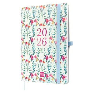 Finocam Capri Agenda Internacional - Anual 2026 - Formato FA5 - 153x13x214mm - Semana Vista en Vertical - Tematica de Flores