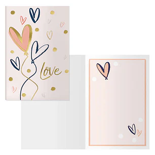 Dohe Hearts Pack de 6 Tarjetas de Felicitacion para Parejas - 11.5x17cm - Impresion a Todo Color - Estampaciones con Pelicula de Color - Estampacion e