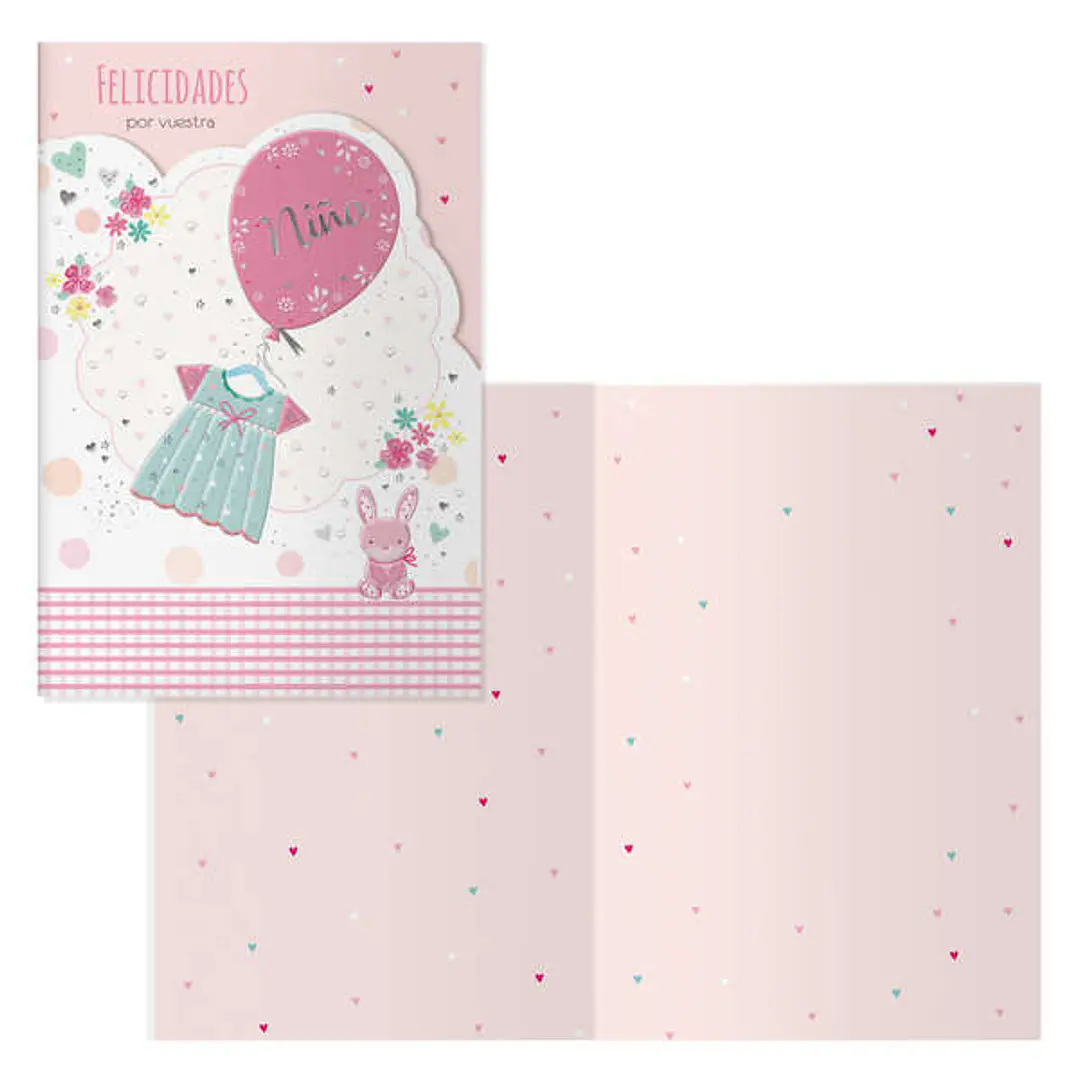 Dohe Conejo Pack de 6 Tarjetas de Felicitacion para Nacimientos - 11.5x17cm - Impresas a Todo Color - Estampaciones con Pelicula de Color - Estampacio 1