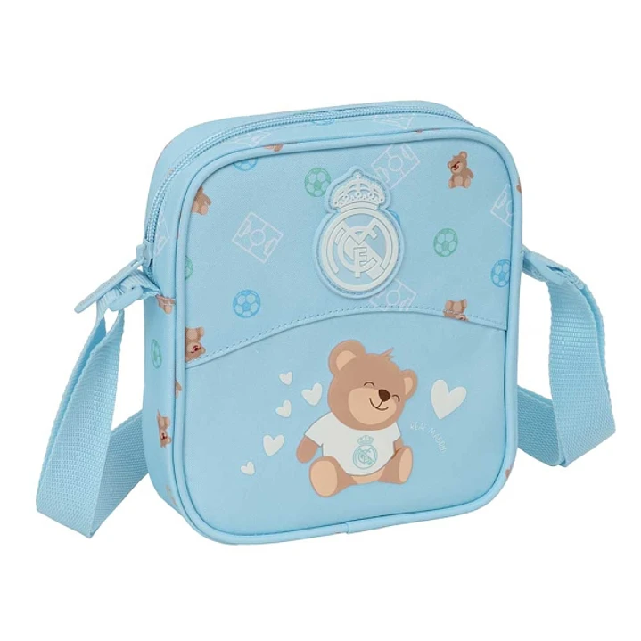 Safta Real Madrid Preescolar Bolsito con Bandolera Ajustable - Compacto - Cierre con Cremallera - 16x18x4cm - Color Azul 1
