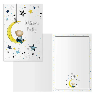 Dohe Luna Pack de 6 Tarjetas de Felicitacion para Nacimientos - 11.5x17cm - Impresas a Todo Color - Estampaciones con Pelicula de Color - Estampacion 