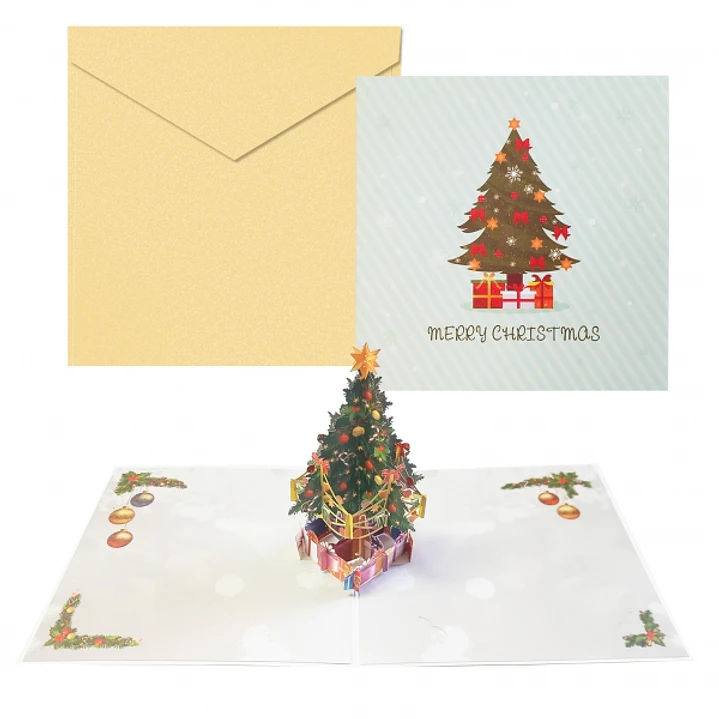 Dohe Christmas Tree Tarjeta 3D de Felicitacion Navideña con Sobre - Tamaño 15x15cm - Impresas a todo Color 1
