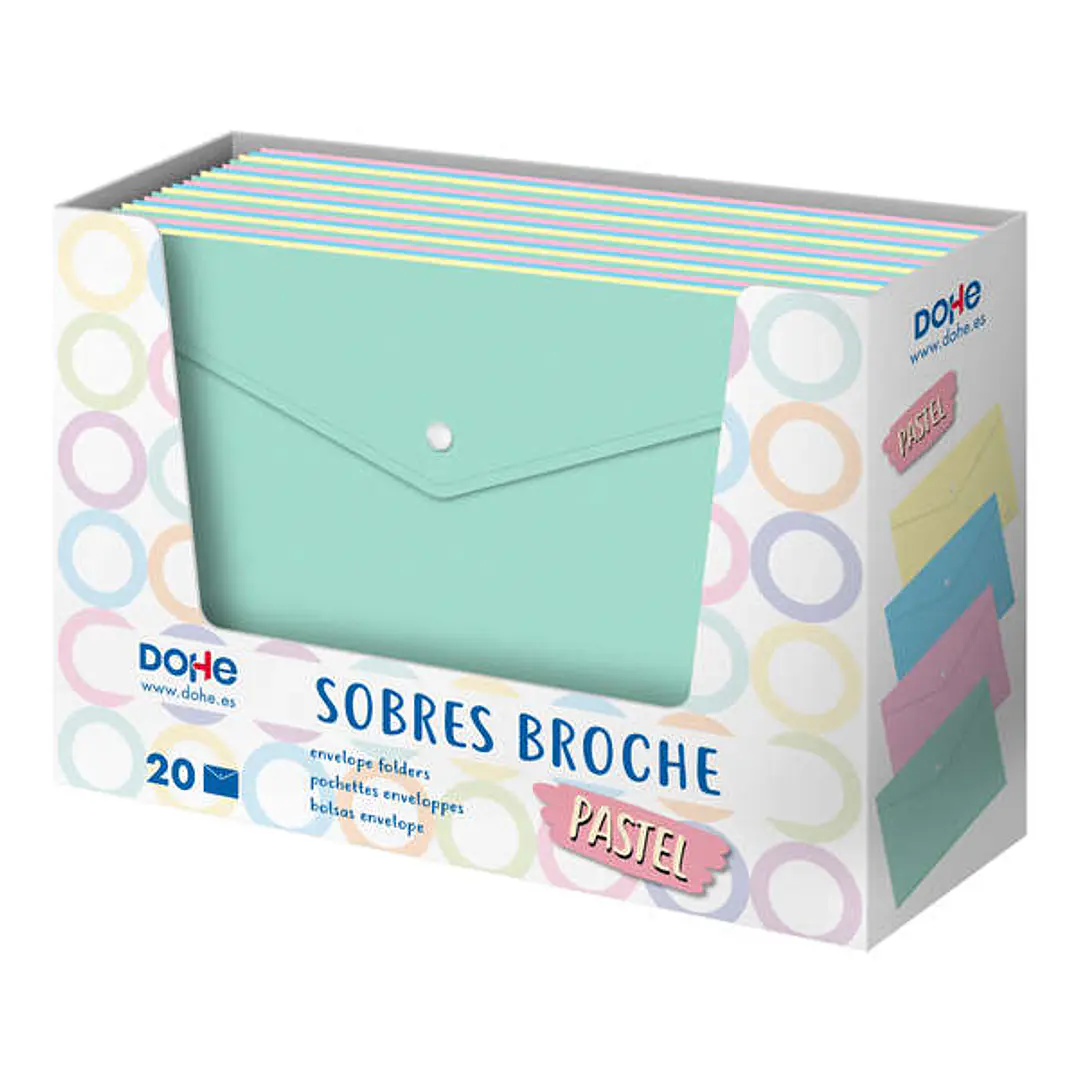 Dohe Expositor de 20 Sobres Broche Tamaño Folio - 200 Micras - Colores Surtidos 1