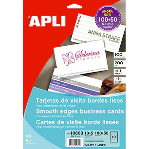 Apli Tarjetas de Visita Cantos Rectos Mate 200g 15 Hojas