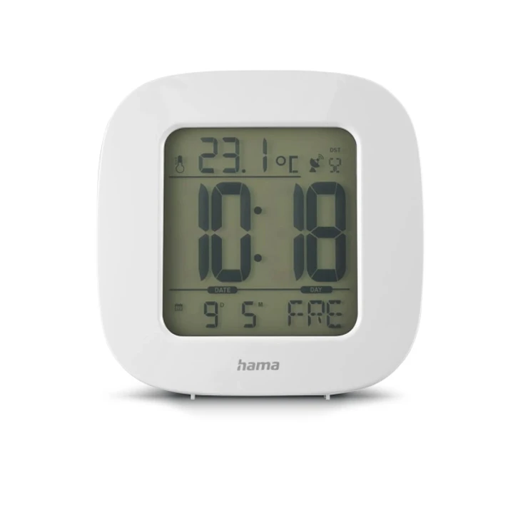 Hama Rc 45 Radio Reloj Despertador - Termometro - Pantalla Digital - Funcion de Repeticion de Alarma - Zona Horaria Ajustable - 7.8x4x7.8cm - Color Bl 1