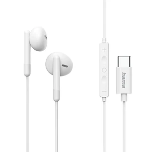 Hama Classy Auriculares con Microfono Omnidireccional - Cable 1.2m - Conector USB-C - Asistente de Voz - Color Blanco