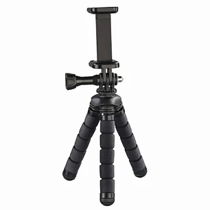 Hama Flex Tripode para Smartphone y Camara Deportiva - Plegable - Altura Ajustable hasta 14cm - Peso Max 4kg - Aluminio - Color Negro