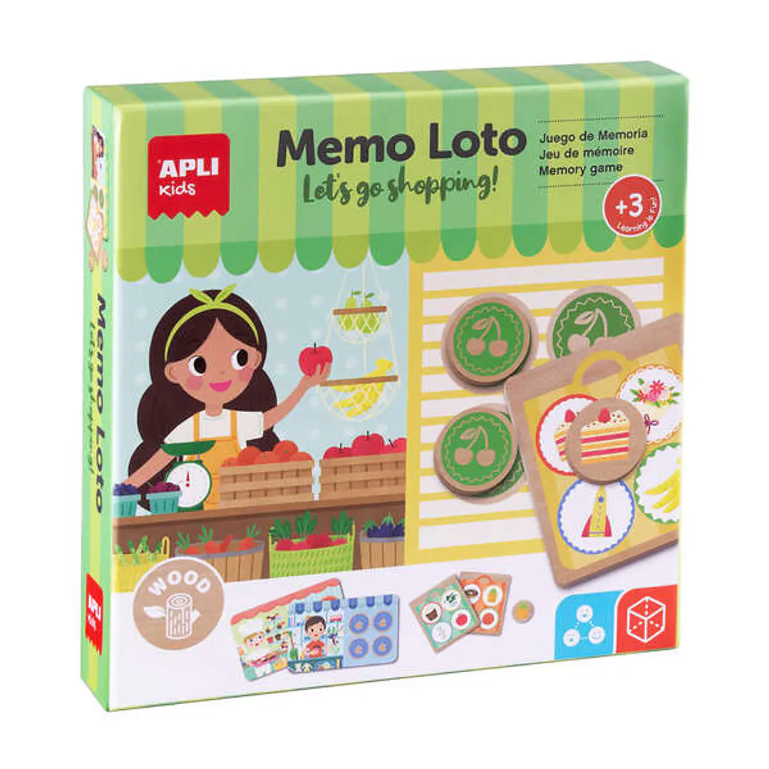 Apli Memo Loto Juego de Memoria y Deduccion - El Objetivo es Completar una Lista de Compra con 4 Articulos de Jugueteria, Fruteria, Panaderia y Floris 1