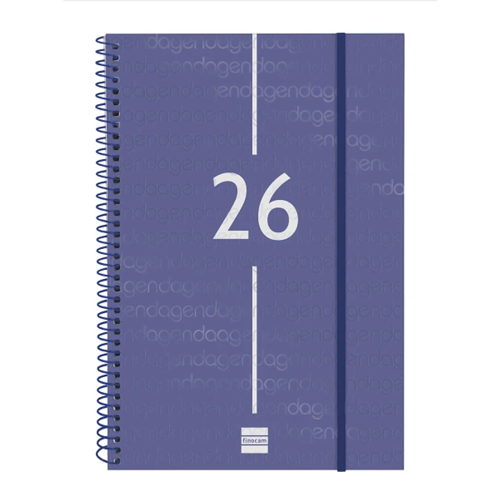 Finocam Year Agenda de Espiral - Anual 2026 - Tapa Ligera - Formato E11 - 172x14x242mm - Semana Vista en Vertical - Color Azul 1
