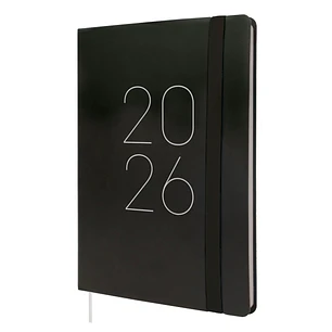 Finocam Flexi Lisa Agenda - Anual 2026 - Tapa Blanda - Formato FA5 - 151x13x214mm - Semana Vista en Vertical - Color Negro