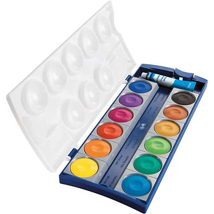Pelikan Acuarelas Opacas 735/K12 Caja 12 Pocillos + 1 Tubo Blanco - Colores Intensos y Faciles de Diluir - Resistente a la Luz - Ideal para uso Escola