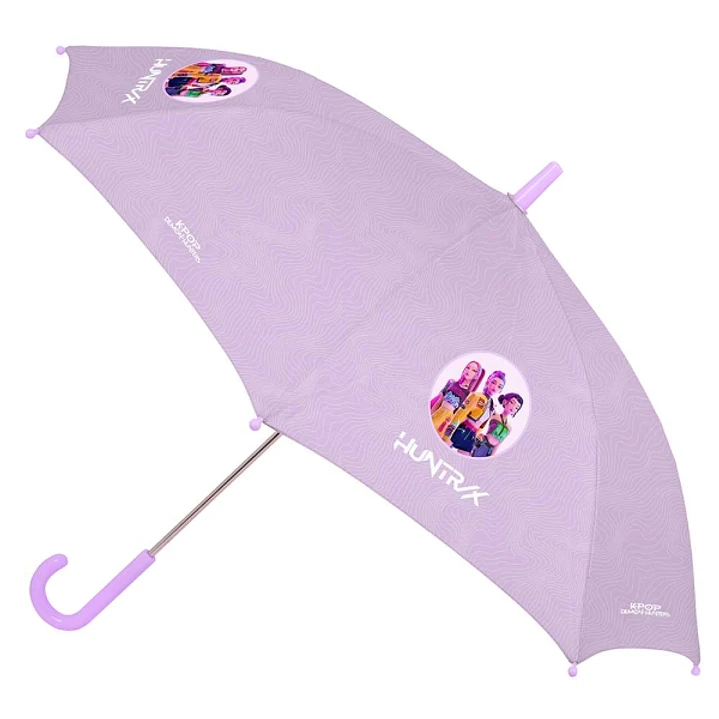 Safta K-Pop Demon Hunters Iconic Paraguas Automatico - Diametro de 60cm - Cupula con 8 Paneles - Punta de PVC - Asa Engomada - Poliester - Color Lavan 1
